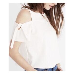 Madewell Top Women's Large White Skylark Cold-Shoulder Short Sleeve